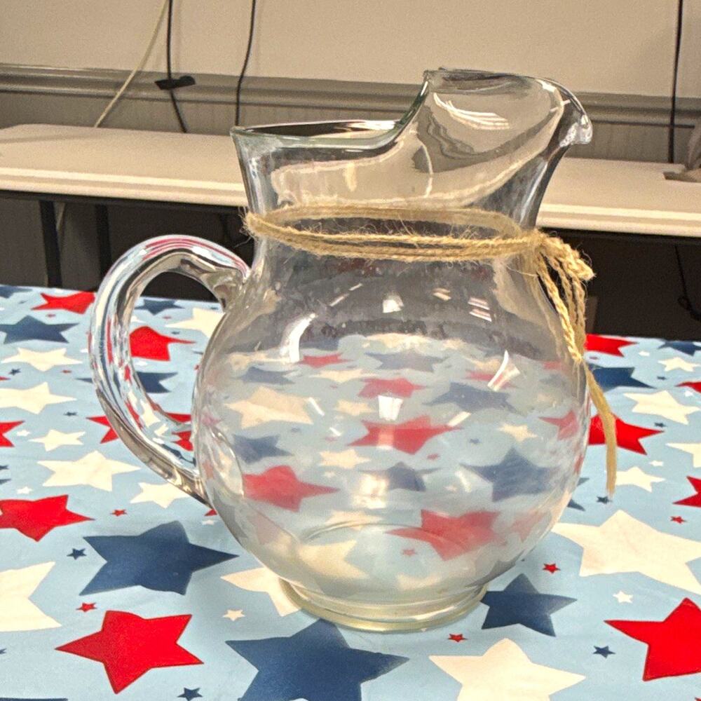 Clear Solid Glass Pitcher Jug with Handle and Pour Spout